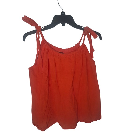 GAP Tops - Gap Womens Orange Gauze Tie Shoulder Tank Top Size Small Relaxed Summer Boho
